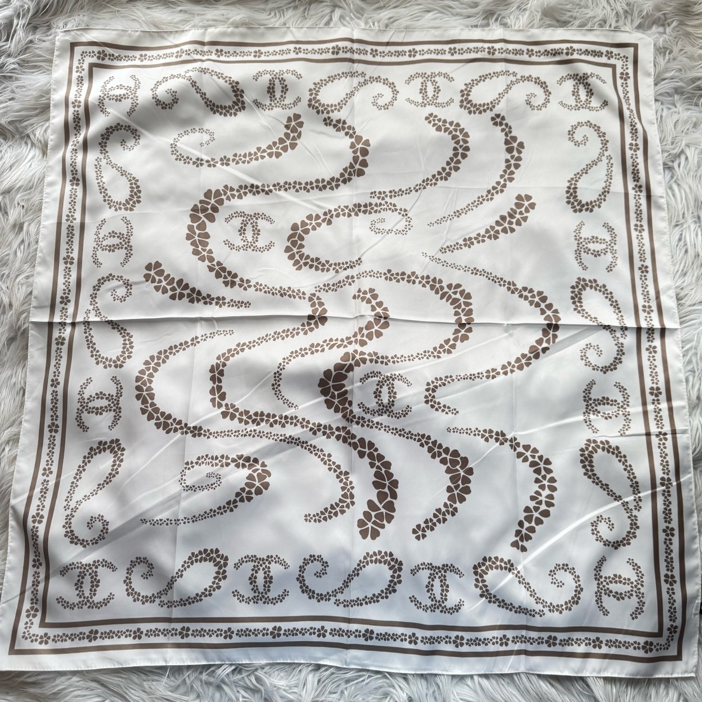 Chanel luxury vibes silky scarf 35x35‼️LAST ONE LEFT - Picture 2 of 5